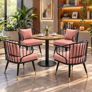 Bộ Bàn Mâm Tròn Cafe Kèm Ghế Đệm Da Mới 99% (Nhiều Màu)