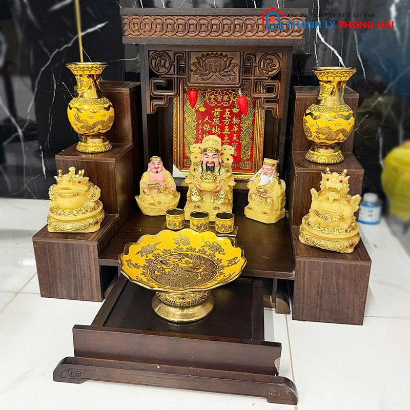 bo-ban-tho-than-tai-ong-dia-cu-1 Bộ Bàn Thờ Thần Tài Ông Địa Cũ (Kèm Phụ Kiện)