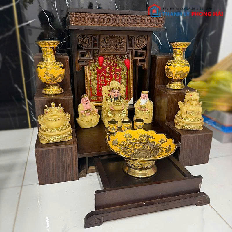 bo-ban-tho-than-tai-ong-dia-cu-3 Bộ Bàn Thờ Thần Tài Ông Địa Cũ (Kèm Phụ Kiện)