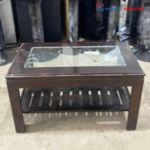 Bộ Bàn Trà Kèm Ghế Sofa Khung Gỗ Bọc Vải Cũ
