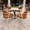 Bộ Ghế Cafe Đệm Da Kèm Bàn Chân Bó Đũa Mới 99%