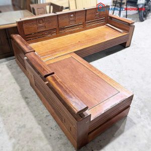 Bộ Salon Gỗ Góc L Tay Trứng Cũ