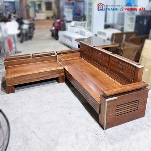 Bộ Salon Gỗ Góc L Tay Trứng Cũ