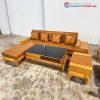 Thanh Lý Bộ Salon Góc L Bọc Da Khung Gỗ Mới 99%