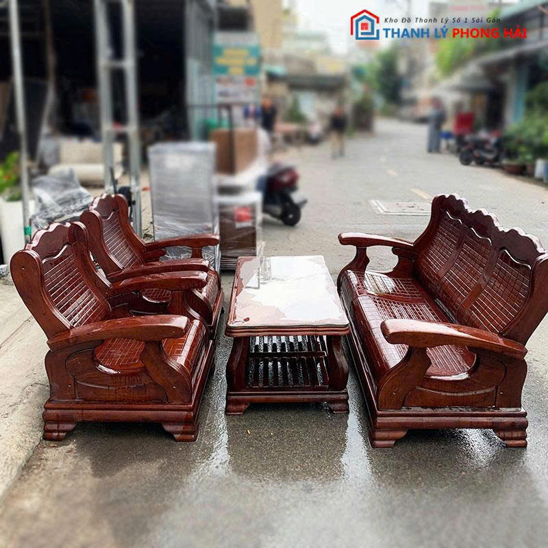 bo-salon-thung-go-tu-nhien-cu-1 Bộ Salon Thùng Gỗ Tự Nhiên Cũ