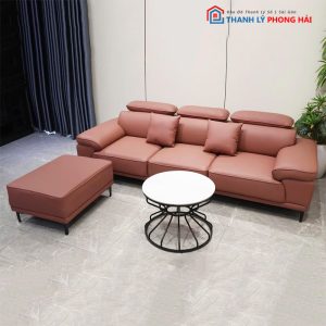 Bộ Sofa Bọc Da Chỉnh Tựa Đầu Kèm Đôn Mới 99%