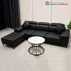Bộ Sofa Bọc Da Chỉnh Tựa Đầu Kèm Đôn Mới 99%