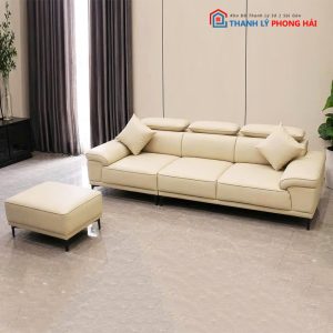 Bộ Sofa Bọc Da Chỉnh Tựa Đầu Kèm Đôn Mới 99%
