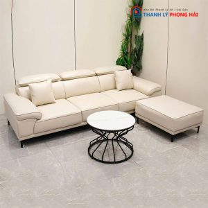 Bộ Sofa Bọc Da Chỉnh Tựa Đầu Kèm Đôn Mới 99%