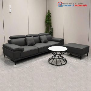 Bộ Sofa Bọc Da Chỉnh Tựa Đầu Kèm Đôn Mới 99%
