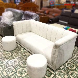 Bộ Sofa Bọc Vải Lông Cừu 1m9 Kèm Đôn Mới 99%