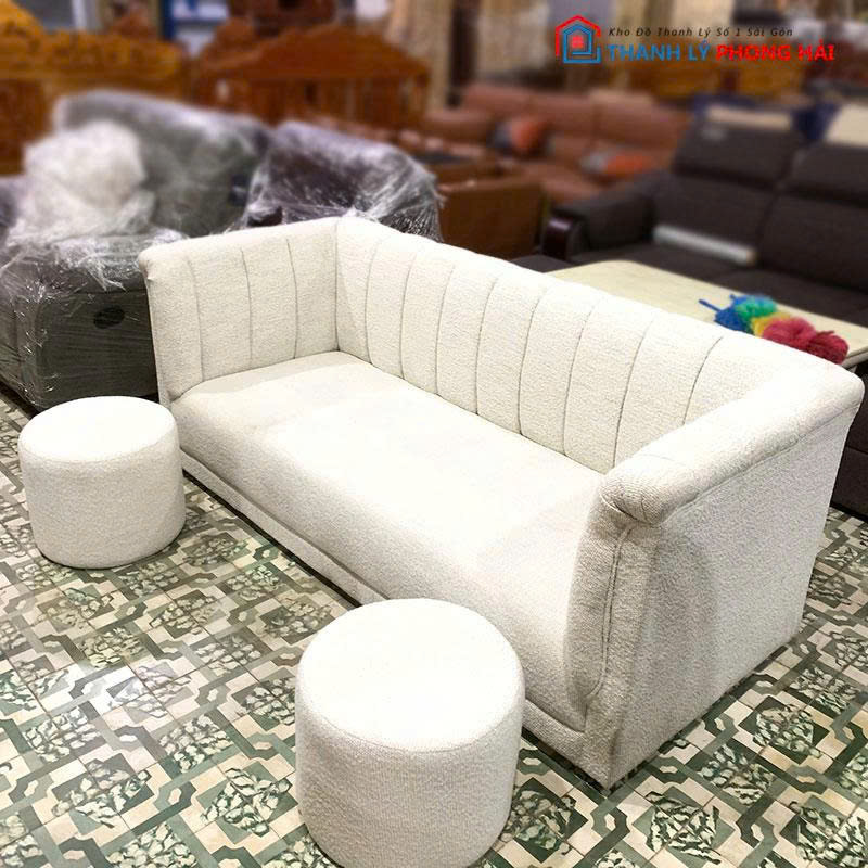 bo-sofa-boc-vai-long-cuu-1m9-1 Bộ Sofa Bọc Vải Lông Cừu 1m9 Kèm Đôn Mới 99%