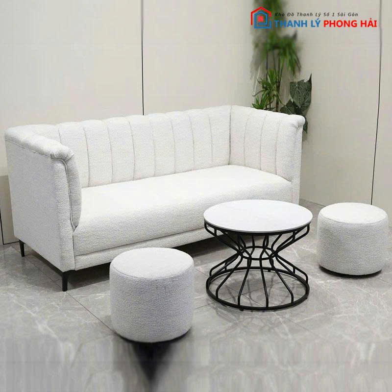 bo-sofa-boc-vai-long-cuu-1m9-2 Bộ Sofa Bọc Vải Lông Cừu 1m9 Kèm Đôn Mới 99%