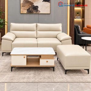 Bộ Sofa Da 2 Chỗ Kèm Đôn Gác Chân Mới 99%