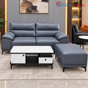 Bộ Sofa Da 2 Chỗ Kèm Đôn Gác Chân Mới 99%