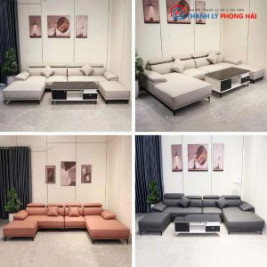 Bộ Sofa Da Phòng Khách Góc L Mới 99% (Nhiều Màu)