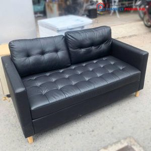 Bộ Sofa Đen Đính Nút Cũ Kèm Bàn Trà