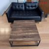 Bộ Sofa Đen Đính Nút Cũ Kèm Bàn Trà