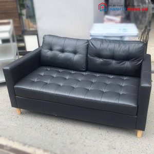 Bộ Sofa Đen Đính Nút Cũ Kèm Bàn Trà
