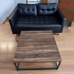 Bộ Sofa Đen Đính Nút Cũ Kèm Bàn Trà