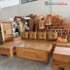 Bộ Sofa Góc L Gỗ Tự Nhiên Đệm Da Kèm Bàn Mới 99%
