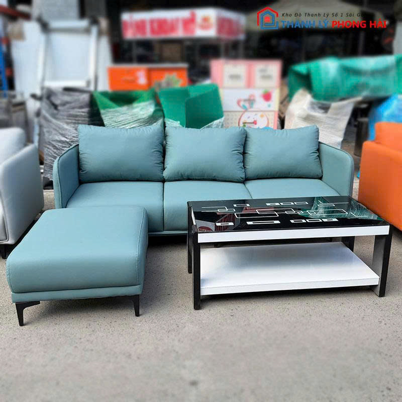 bo-sofa-phong-khach-boc-da-tang-ban-tra (11) Bộ Sofa Phòng Khách Bọc Da Tặng Bàn Trà Mới 99% (Nhiều Màu)