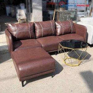 Bộ Sofa Phòng Khách Bọc Da Tặng Bàn Trà Mới 99% (Nhiều Màu)