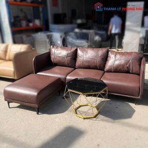 Bộ Sofa Phòng Khách Bọc Da Tặng Bàn Trà Mới 99% (Nhiều Màu)