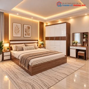 Combo Giường Tủ Bàn Trang Điểm MDF Mới 99%