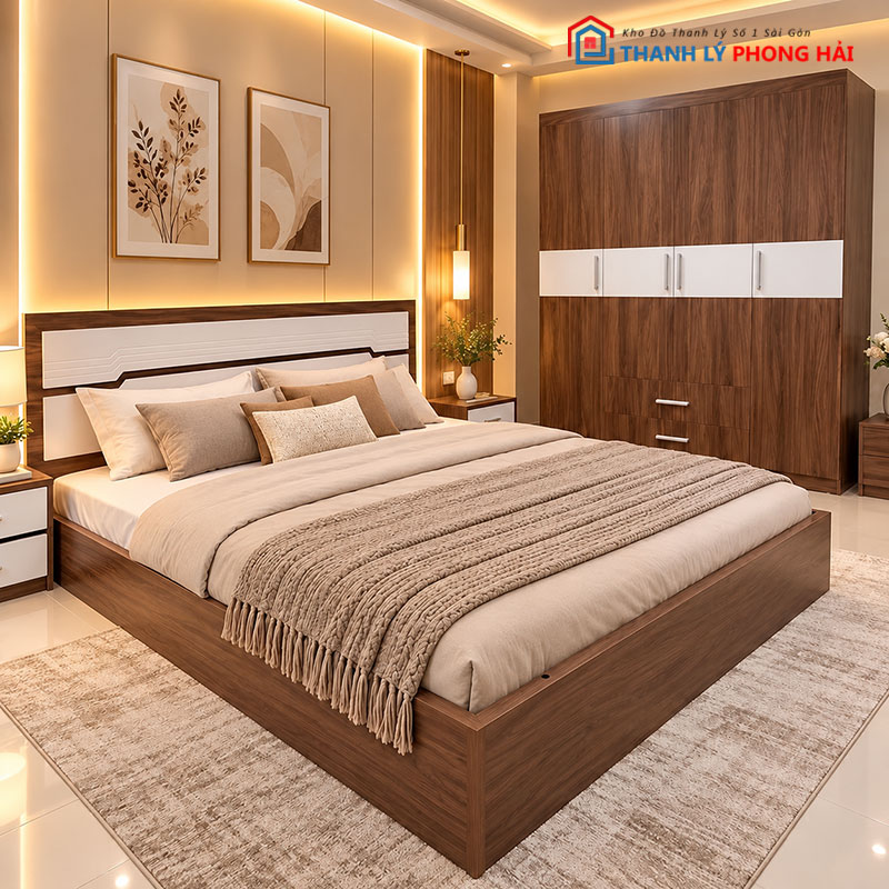 combo-giuong-tu-ban-trang-diem-mdf (6) Combo Giường Tủ Bàn Trang Điểm MDF Mới 99%