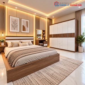 Combo Giường Tủ Bàn Trang Điểm MDF Mới 99%