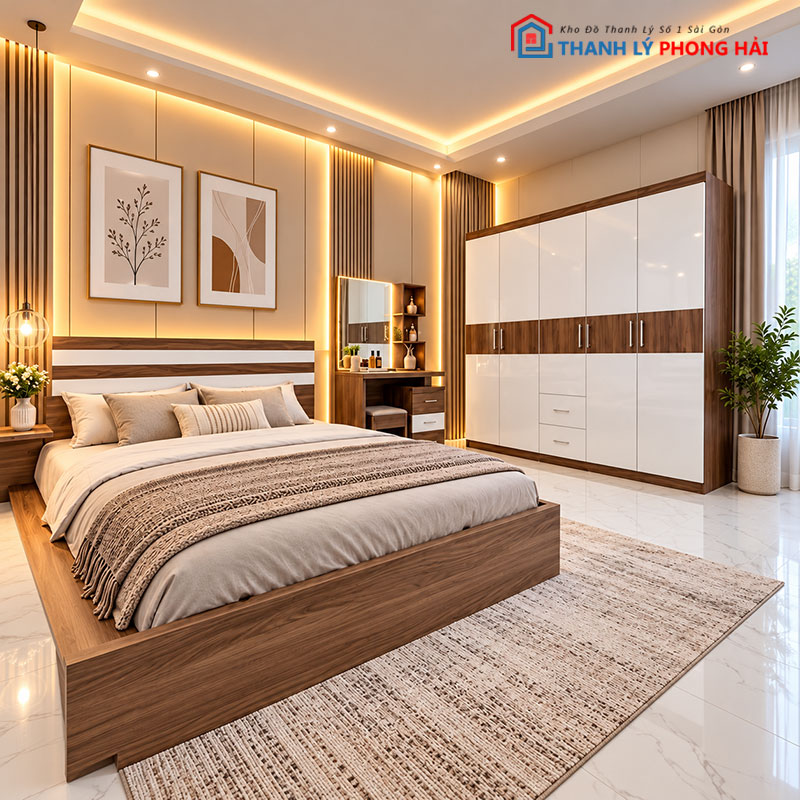 combo-giuong-tu-ban-trang-diem-mdf (7) Combo Giường Tủ Bàn Trang Điểm MDF Mới 99%