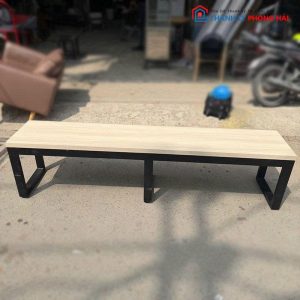 Ghế Băng Chờ Khung Sắt Mặt Gỗ Cũ