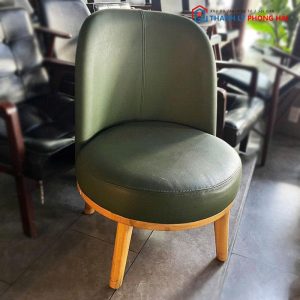 Ghế Cafe Chân Gỗ Đệm Bọc Da Cũ