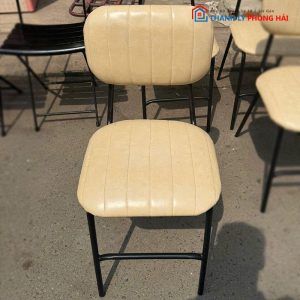 Ghế Cafe Chân Sắt Bọc Da Kem Cũ