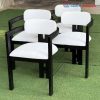 Ghế Cafe Đệm Trắng Khung Gỗ Đen Mới 99%