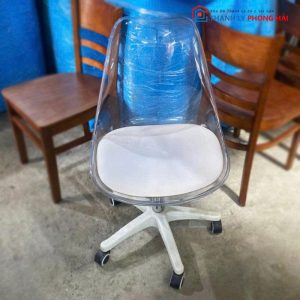 Ghế Eames Xoay Cũ Khung Nhựa Trong Suốt