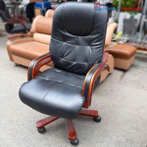 Ghế Giám Đốc Cũ Bọc Da Chân Gỗ Cao Cấp