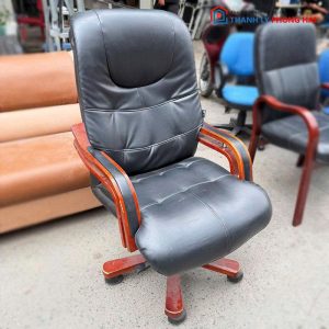 Ghế Giám Đốc Cũ Bọc Da Chân Gỗ Cao Cấp