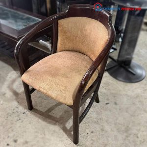 Ghế Gỗ Bọc Vải Nỉ Cũ Khung Tay Uốn Cong
