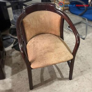 Ghế Gỗ Bọc Vải Nỉ Cũ Khung Tay Uốn Cong