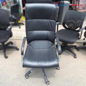 Ghế Trưởng Phòng Bọc Da Cũ Lưng Cao Tay Ốp Nhựa