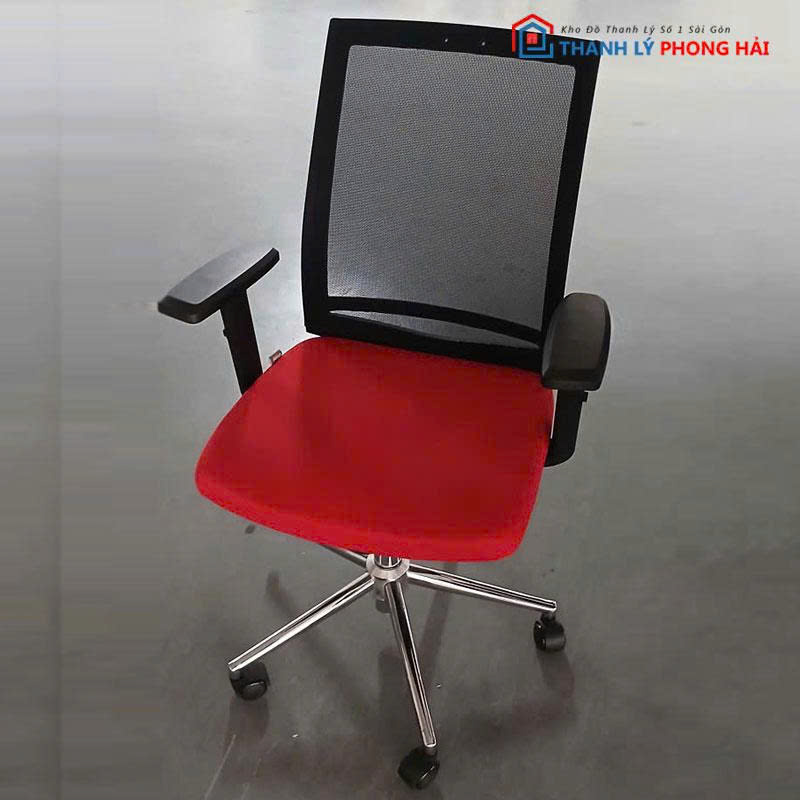 ghe-xoay-dem-do-lung-luoi-cu-2 Ghế Xoay Đệm Đỏ Lưng Lưới Cũ