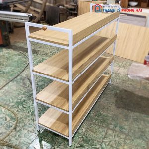 Kệ 4 Tầng Khung Sắt 1m2 Mặt Gỗ Mới 99%