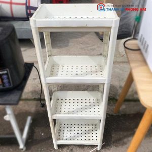 Kệ Nhựa 4 Tầng Cũ Màu Trắng Có Lỗ