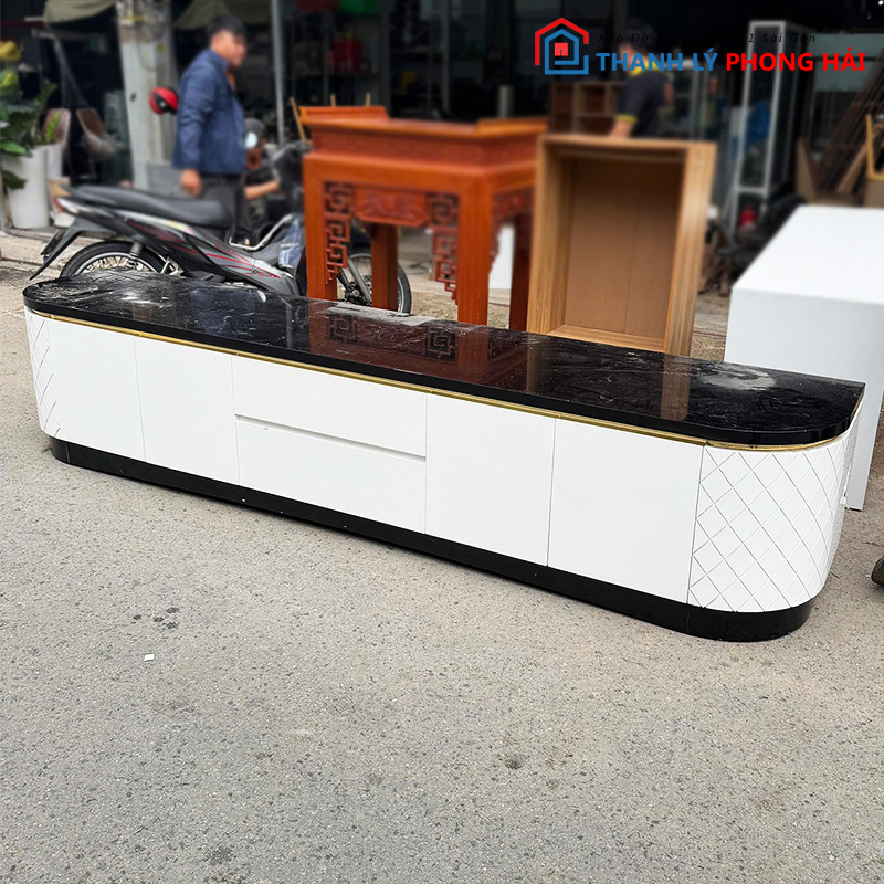 ke-tivi-2m9-mat-van-da-den-cu-2 Kệ Tivi 2m9 Mặt Vân Đá Đen Cũ