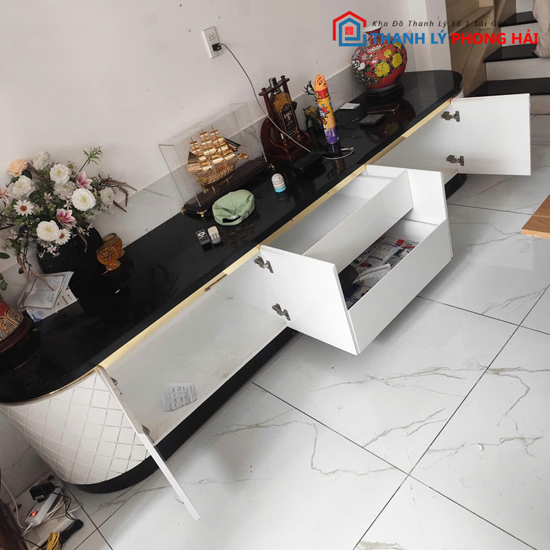 ke-tivi-2m9-mat-van-da-den-cu-3 Kệ Tivi 2m9 Mặt Vân Đá Đen Cũ