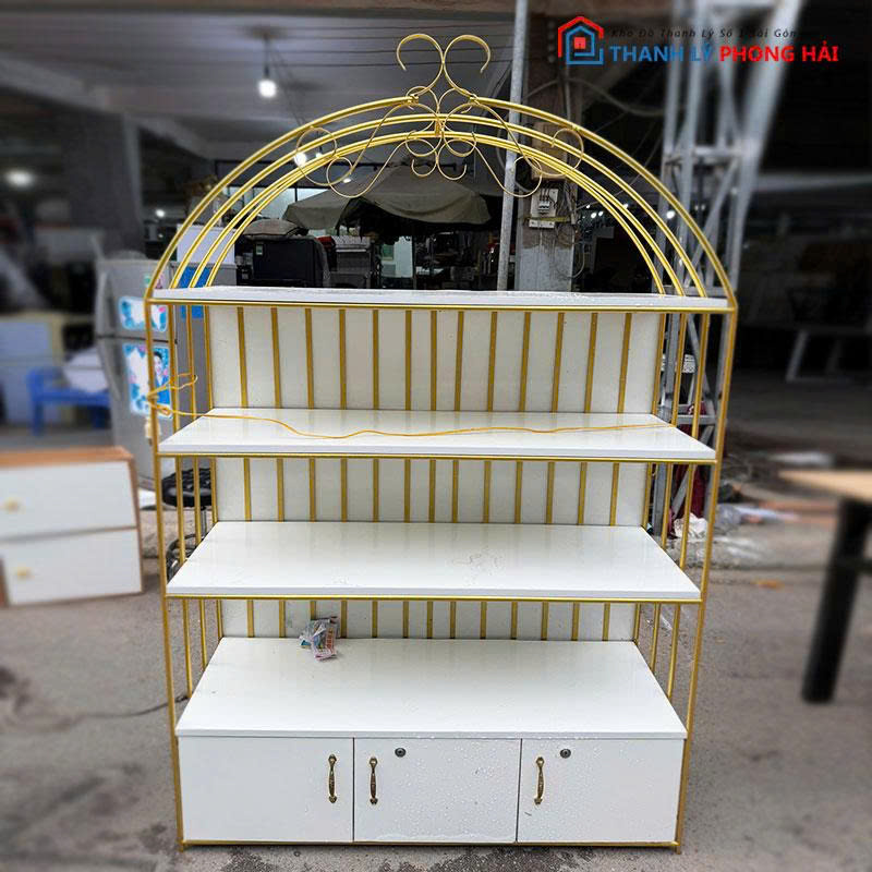 ke-trung-bay-1m2-khung-sat-vang-cu-1 Kệ Trưng Bày 1m2 Khung Sắt Vàng Cũ