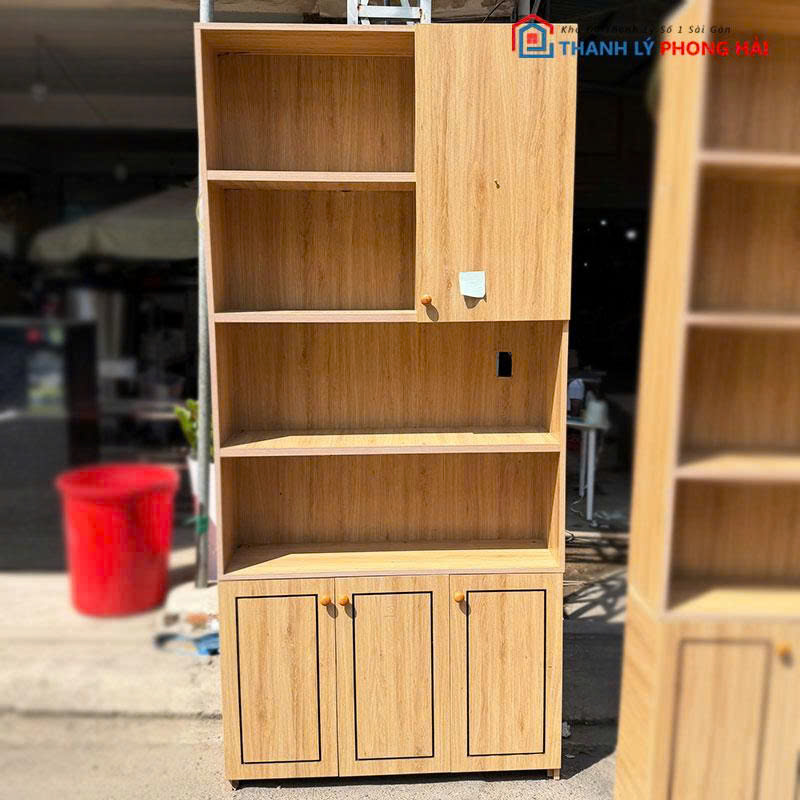 ke-trung-bay-san-pham-1m-2 Kệ Trưng Bày Sản Phẩm 1m Gỗ MDF 4 Tầng Cũ