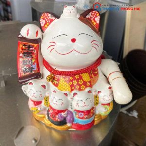 Mèo Thần Tài Vẫy Tay Bằng Sứ Cũ